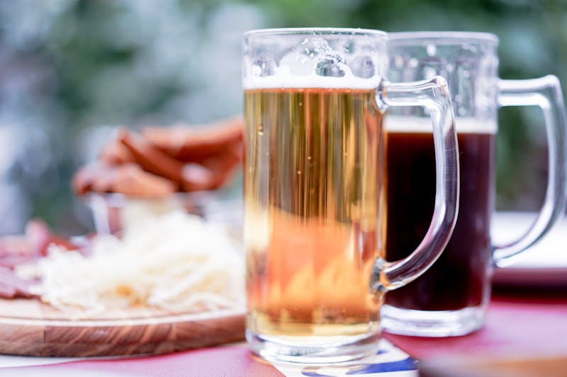 Craft root beer float in a tall glass