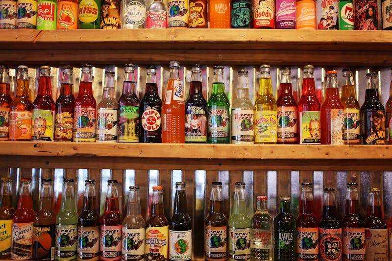 Sparkling water and soft drinks selection